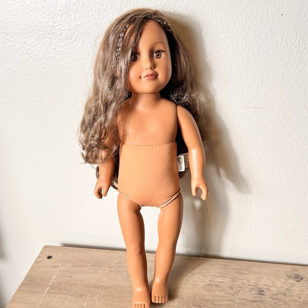 My Life As 18" Brunette Doll‎ Brown Eyes Brown Skin Doll No Outfit 2013 VGC